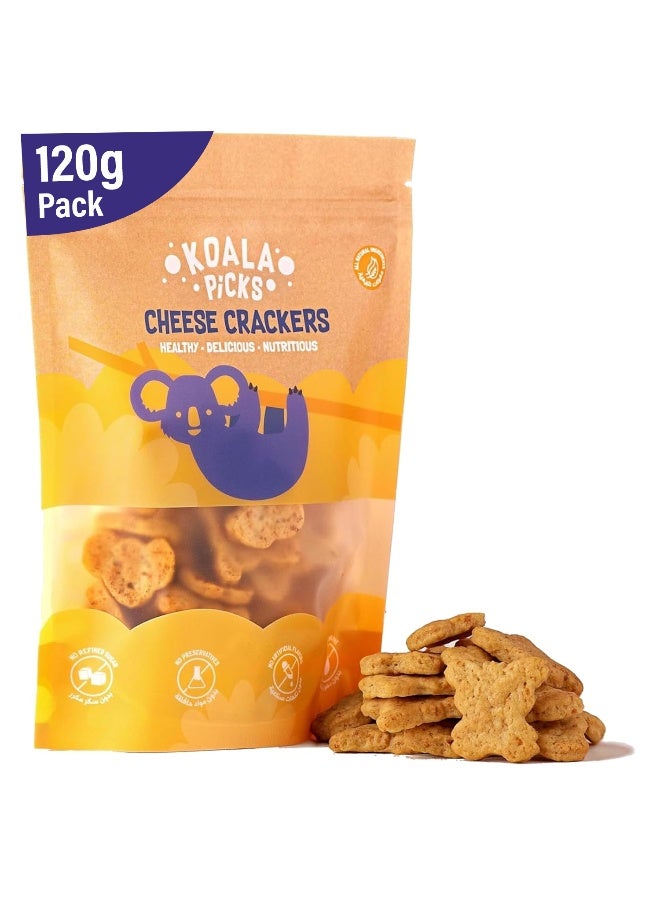 Koala Picks Cheese Crackers – 120g Pack – Crunchy Baked Snack – No Refined Sugar, No Preservatives – Made with Real Cheese & Butter – Healthy Crackers for Kids & Adults - Image 1