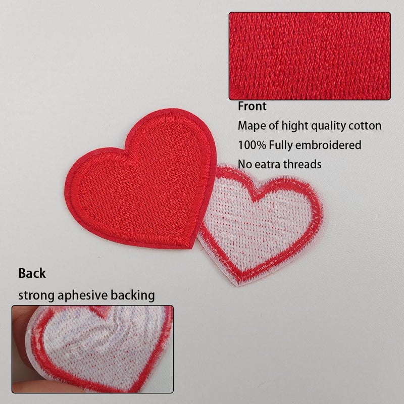 ZYYC 24 Red Heart Shape Iron-on Patches - Tiny to Mini Sizes, Cute Heart Shaped Patches - Image 5