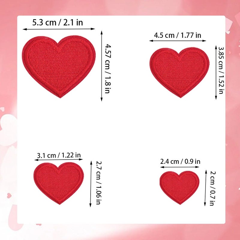 ZYYC 24 Red Heart Shape Iron-on Patches - Tiny to Mini Sizes, Cute Heart Shaped Patches - Image 4