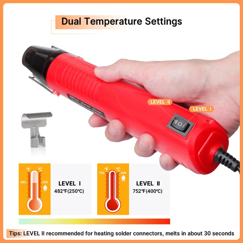 Kuject Mini Heat Shrink Gun Kit, 820PCS Solder Seal Wire Connectors & Heat Shrink Tubing Kit, Waterproof Heat Shrink Wire Connectors Kit with 482~752Â°F Heat Gun for Marine Automotive Wiring, AWG26-10 - Image 5