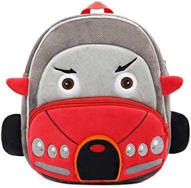 blue tree Cute Boy's and Girl's Plush Kids Bag Full Embroidery Designs Mini Travel Backpack (Tiny Red Car) - Image 1