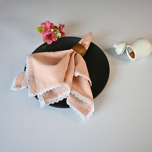 FINGERCRAFT Table Napkins Set of 12 Cotton Linen Blend 20x20 Inches Excellent Absorbency Washable and Reusable, Durable Dinner Napkin for Kitchen, Hotels, Party (Pink, 20"x20") - Image 3
