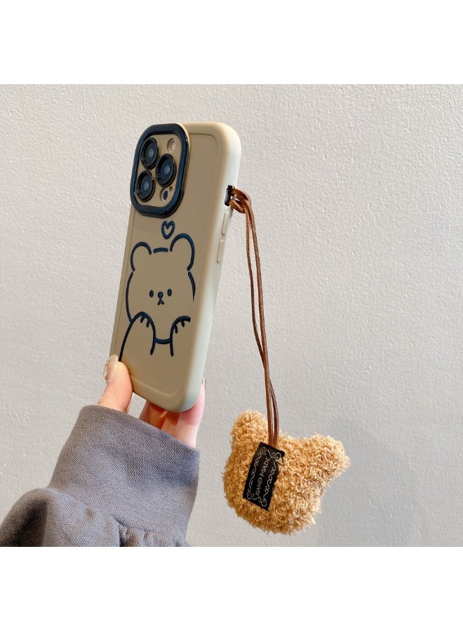 NIBEMINENT Love Bear Protective TPU Case Cover For iPhone 14 Plus, Love Bear With Plush Bear Pendant - Image 2