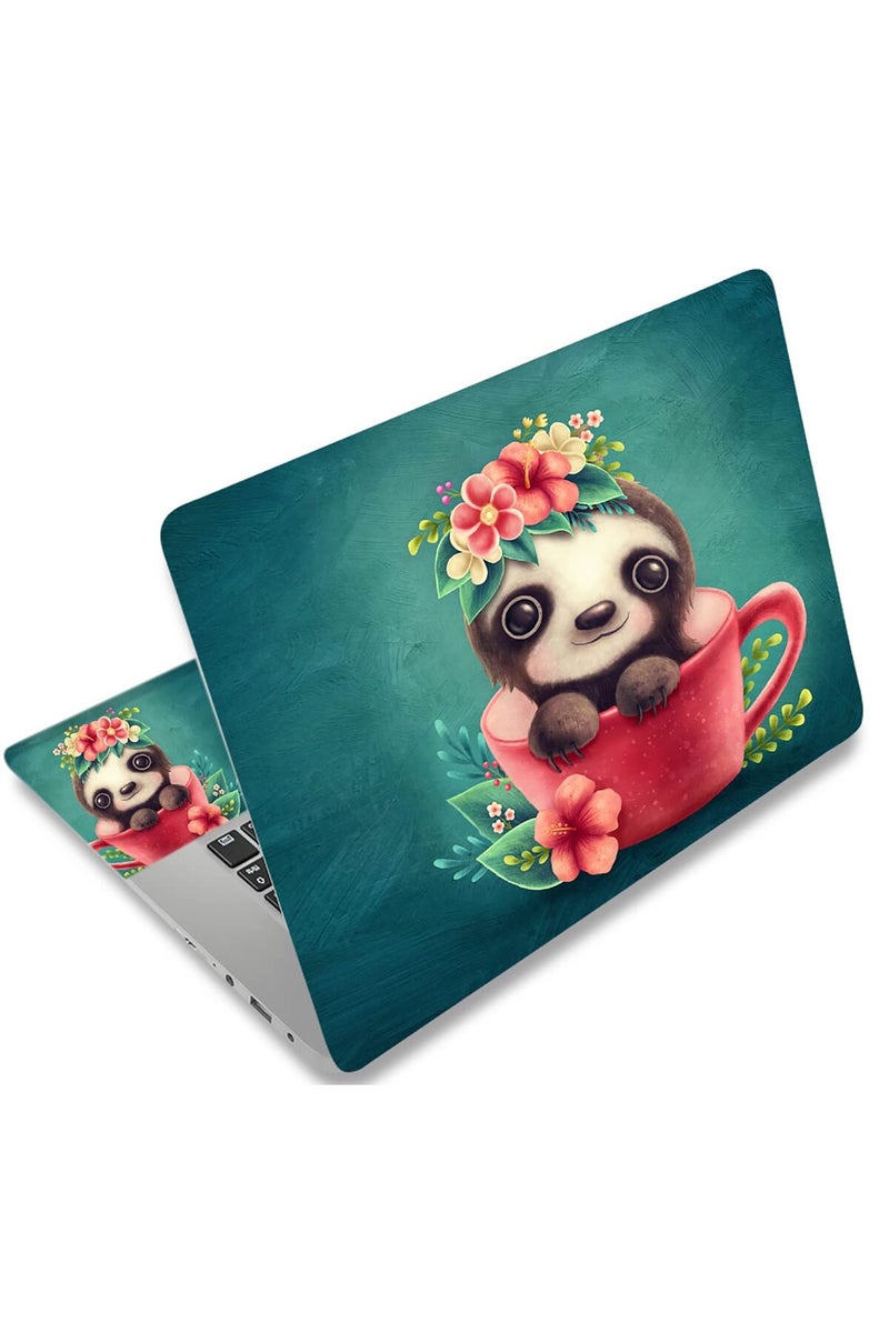AORTDES 15 15.4 15.6 Inches Laptop Skin Sticker Universal 12.1 13 13.3 14 Inches Netbook Skin Sticker Personalized Reusable Notebook PC Art Protector（Cute Teacup Bear） - Image 1