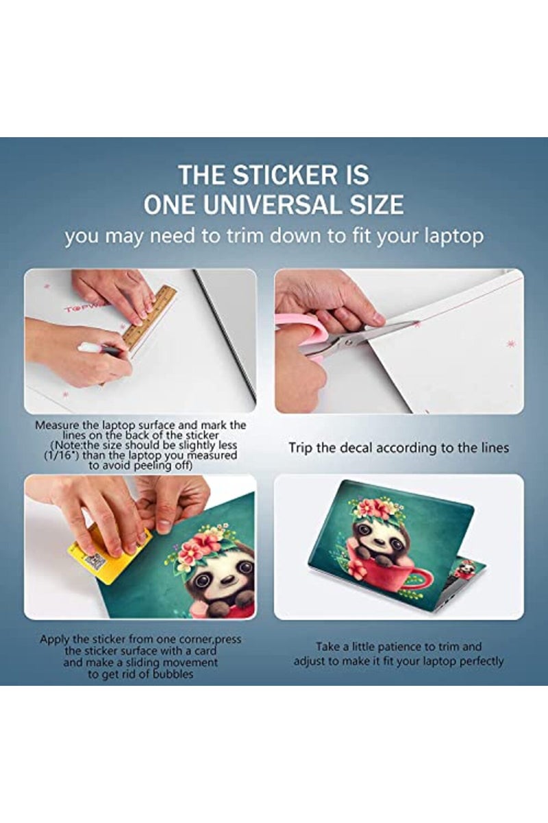 AORTDES 15 15.4 15.6 Inches Laptop Skin Sticker Universal 12.1 13 13.3 14 Inches Netbook Skin Sticker Personalized Reusable Notebook PC Art Protector（Cute Teacup Bear） - Image 2