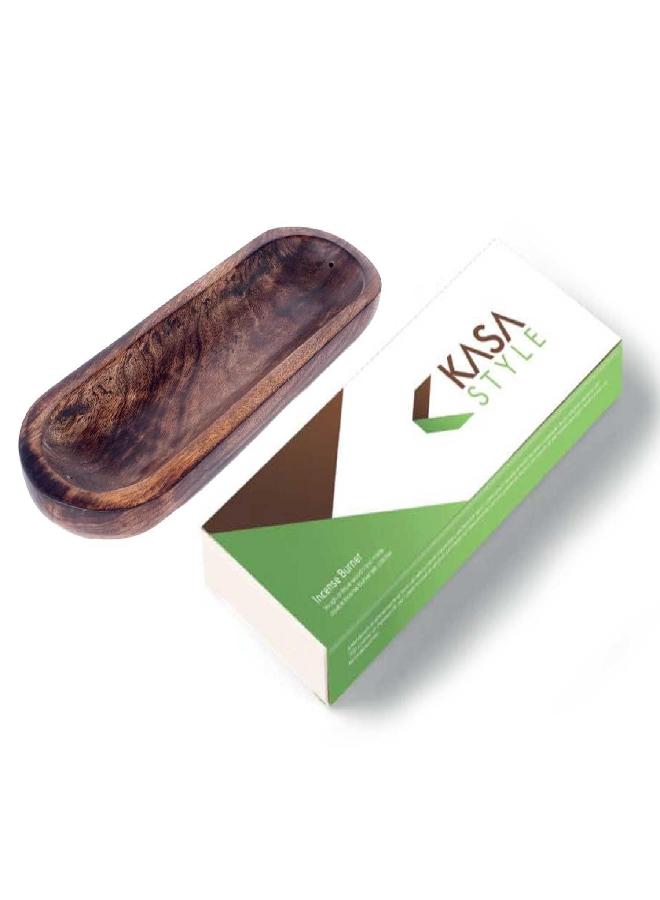 Kasa Style حامل بخور مزدوج من خشب كاسا - كبير مع جامع رماد مصنوع يدويًا لتزيين المنزل - Image 2
