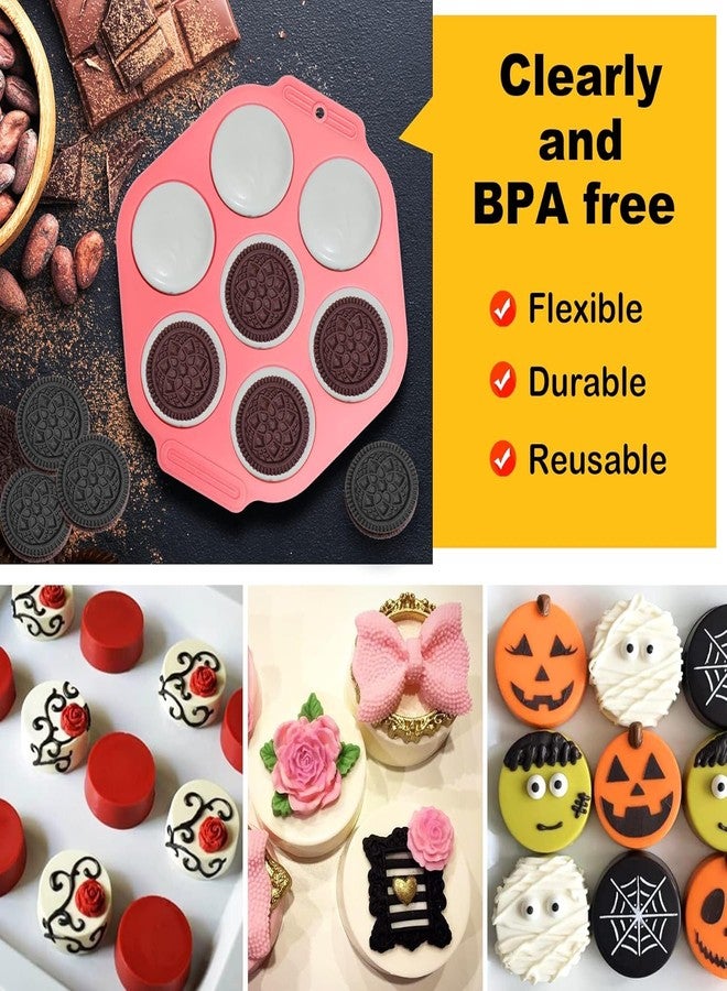 Sidosir 2Pcs Oreo Cookie Chocolate Silicone Mold, 7-Cavity Round Cylinder Oreo Chocolate Cover Molds for Candy, Silicone Baking Molds for Mini Cakes, Jelly - Image 5