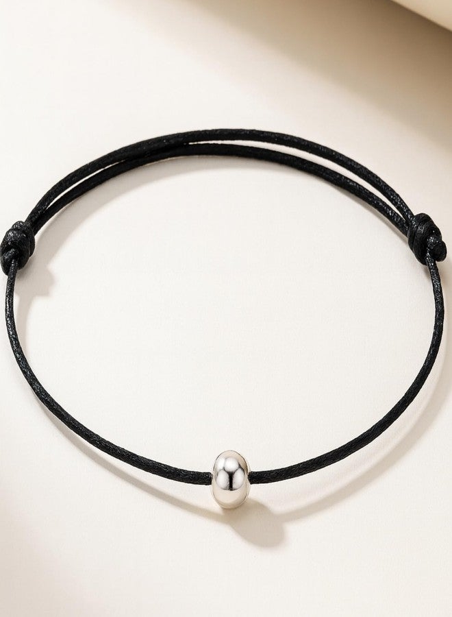 DARSHRAJ Sterling Silver Handmade Anklet | Black Thread Najariya | Chandi ke Payal | Silver Ball Najariya | Adjustable Thread Anklet for Women|Girls - Image 2