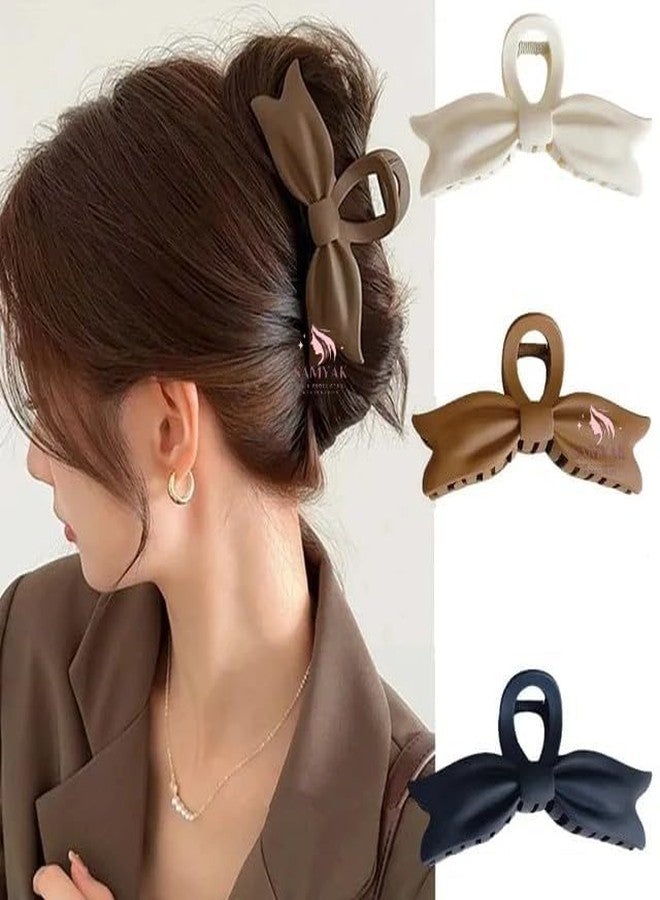 Samyak 4 Pcs Matte Hair Claw Large Bows Summer Cute Hair Clutcher For Women & Girls - Image 2
