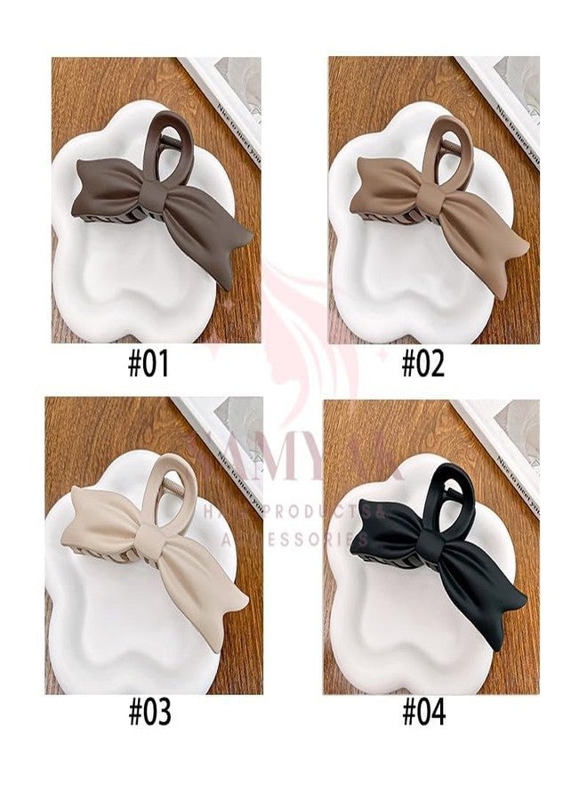 Samyak 4 Pcs Matte Hair Claw Large Bows Summer Cute Hair Clutcher For Women & Girls - Image 4