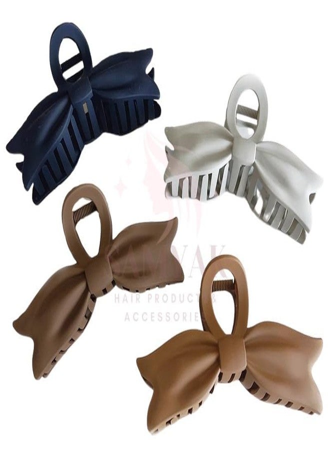 Samyak 4 Pcs Matte Hair Claw Large Bows Summer Cute Hair Clutcher For Women & Girls - Image 1