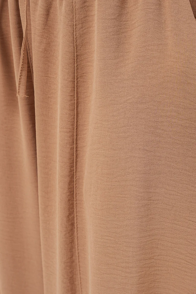 Big Dart Camel Brown BDART Textured Salwar Pants with Drawstring Waist for Women | Best Price UAE