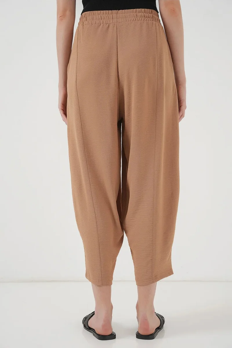 Big Dart Camel Brown BDART Textured Salwar Pants with Drawstring Waist for Women | Best Price UAE