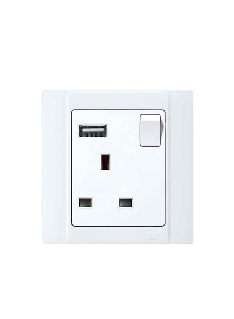 RR Switched Socket With Usb-1G-13 Ax-Rrvn6679-WHITE