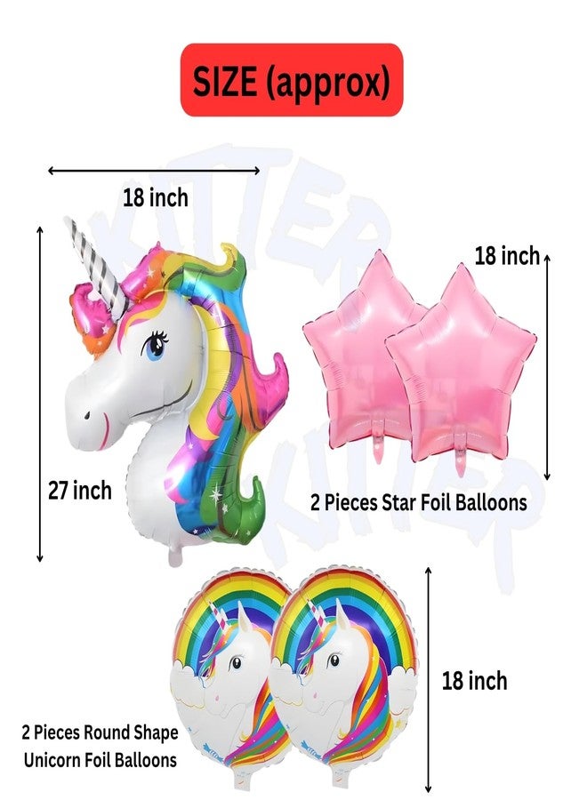 KITTER Unicorn Foil Balloon 5 Pcs Set | Metallic Unicorn Theme Birthday Decoration Items for Girls Boys Kids - Image 4