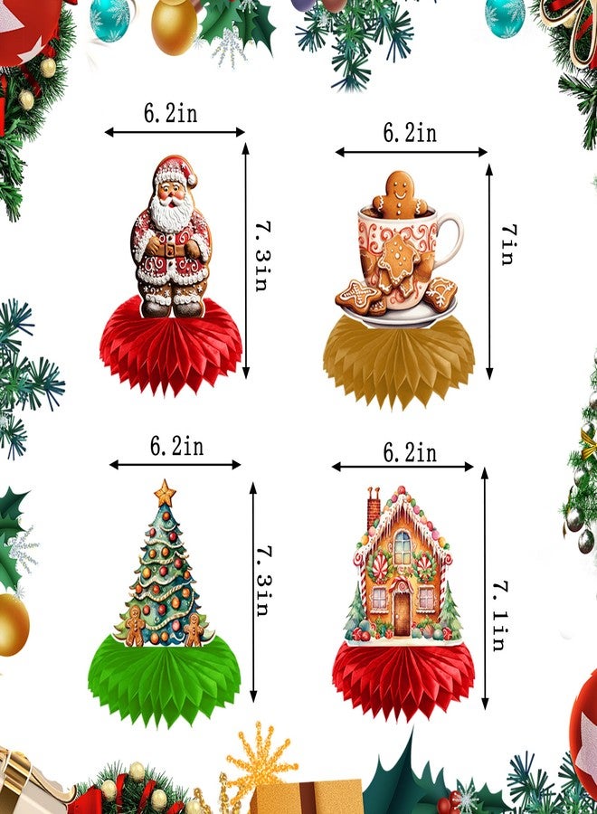 EUVBOKW 9 Pcs Gingerbread Honeycomb Centerpieces,Gingerbread House Party Decorations for Christmas Party Table Decor Holiday Favor Supplies - Image 2