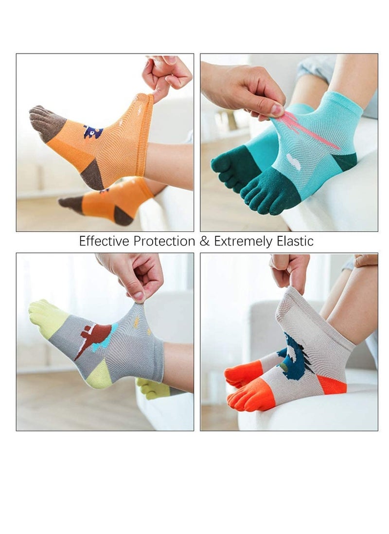 Excefore - 5 Pairs Cartoon Children Toe Socks Cotton Kids Finger Funny C ute Animal Pattern Novelty Christmas Sock for Boys Girls (6-9 Years) - Image 1
