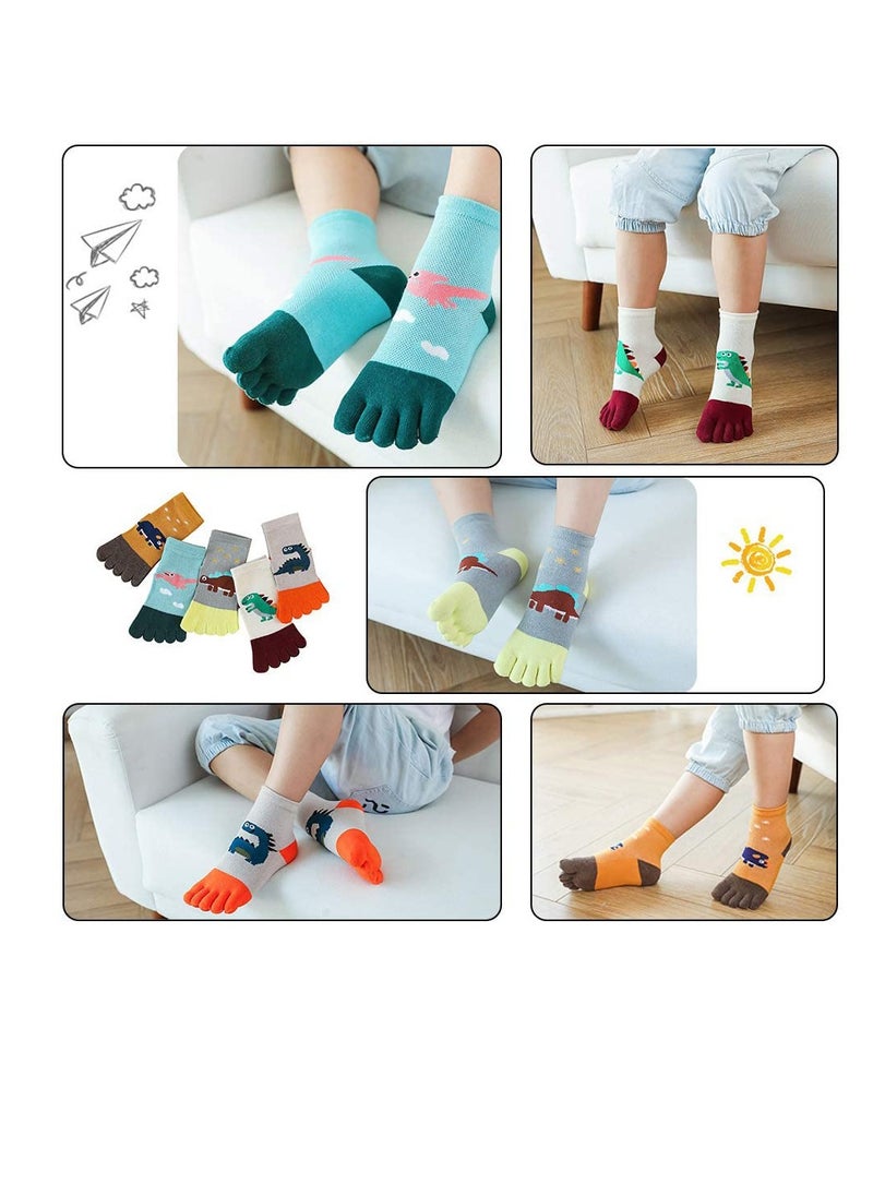 Excefore - 5 Pairs Cartoon Children Toe Socks Cotton Kids Finger Funny C ute Animal Pattern Novelty Christmas Sock for Boys Girls (6-9 Years) - Image 1