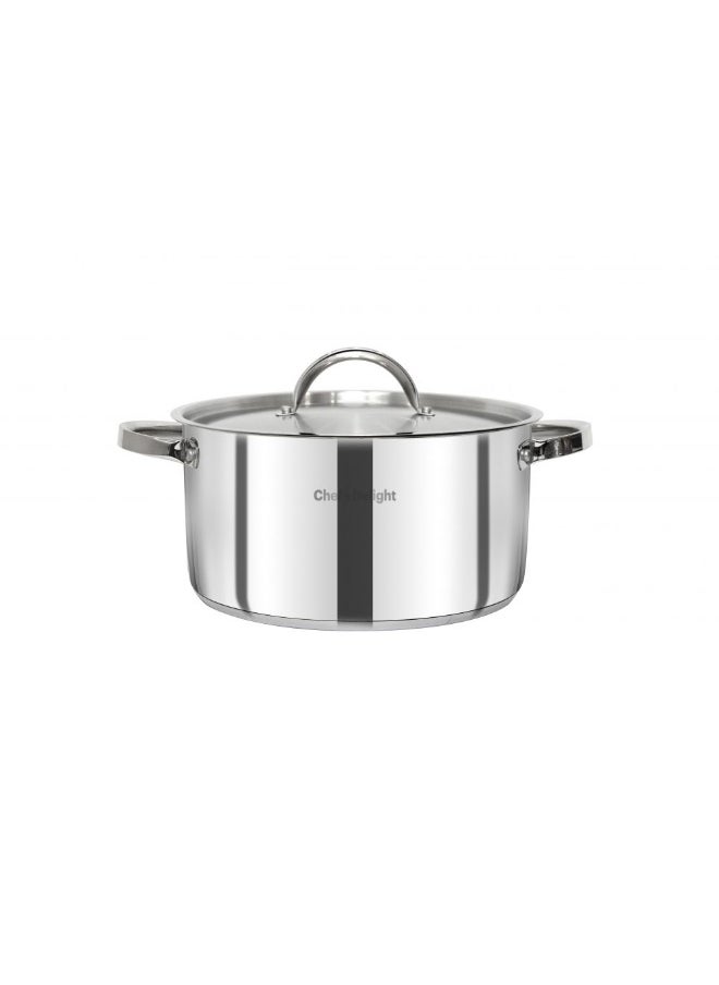 ESSENTIALS Chef's Delight Stainless Steel Casserole With Lid 24Cm Durable High Quality Casserole Dish Perfect for Stews Soups Roasting and Everyday Cooking Kitchen Essential 