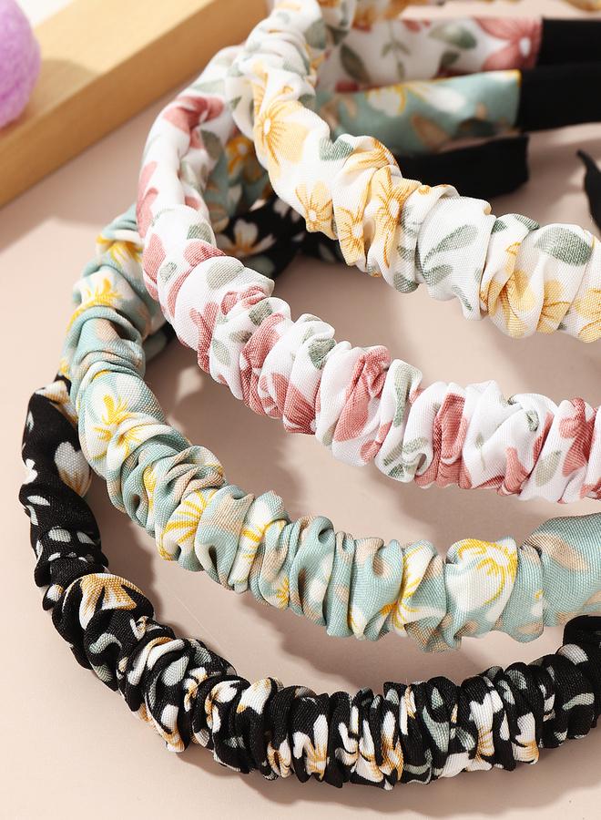 Take Two Set of 4 - Floral Print Ruched Headband - Image 5