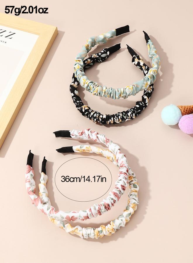 Take Two Set of 4 - Floral Print Ruched Headband - Image 2