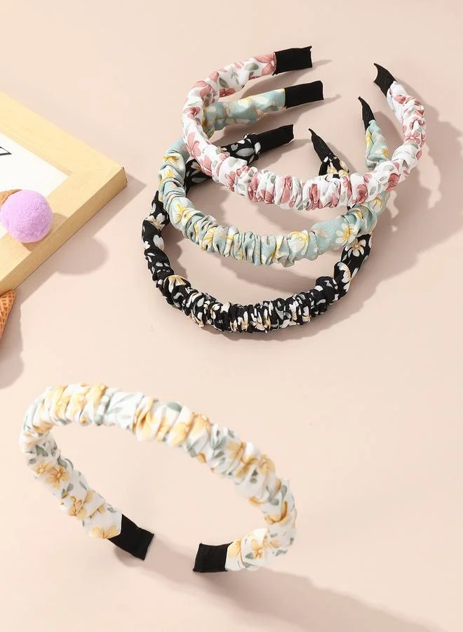 Take Two Take Two Set of 4 - Floral Print Ruched Headband