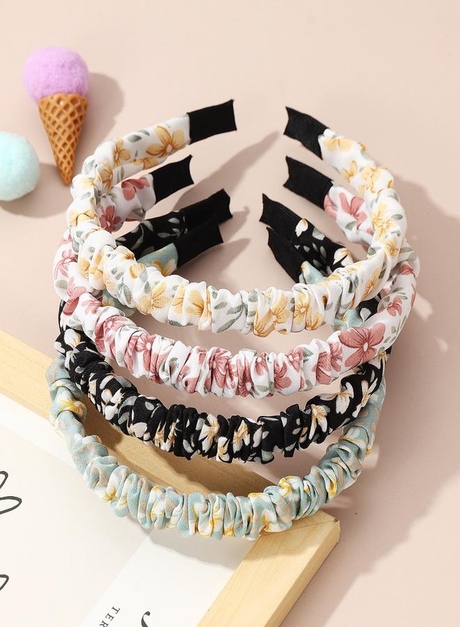 Take Two Set of 4 - Floral Print Ruched Headband - Image 4