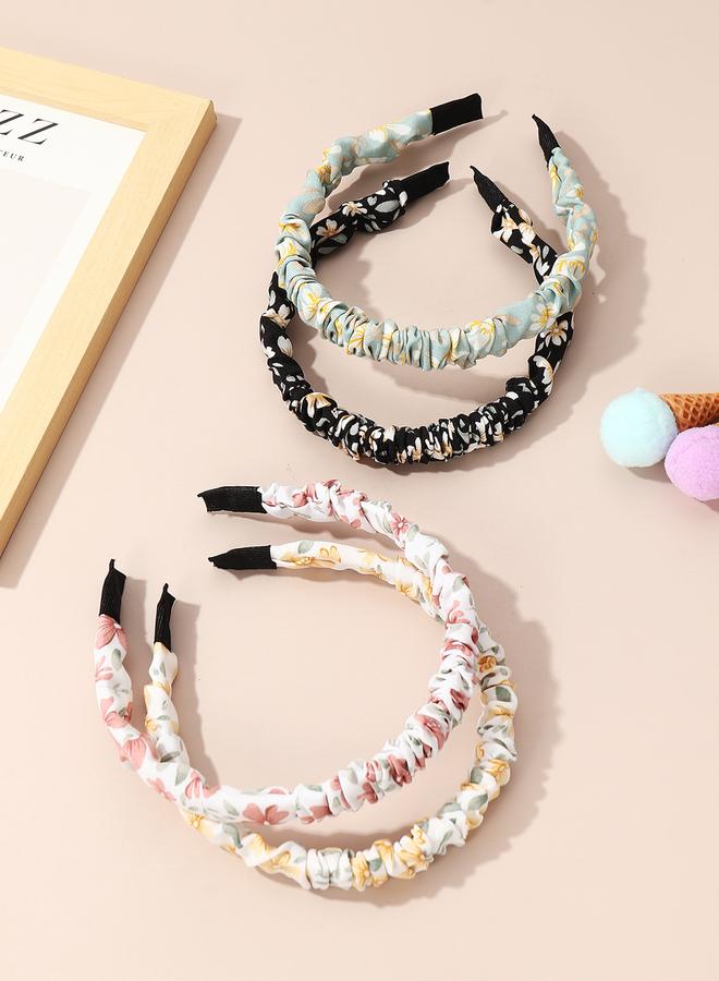 Take Two Set of 4 - Floral Print Ruched Headband - Image 3