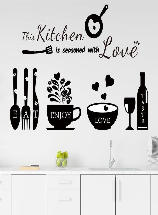 Rotumaty Kitchen Wall Stickers Decals Decor Kitchen Seasoned with Love Quotes Wall Decor Utensil Art Decorations for Home Dining Room Coffee Shop - Image 1