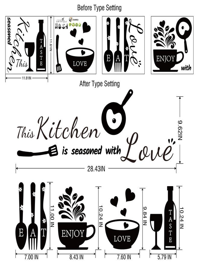 Rotumaty Kitchen Wall Stickers Decals Decor Kitchen Seasoned with Love Quotes Wall Decor Utensil Art Decorations for Home Dining Room Coffee Shop - Image 3