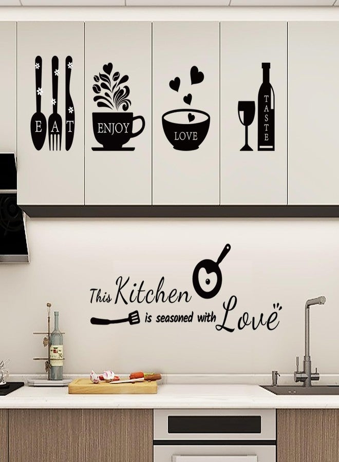 Rotumaty Kitchen Wall Stickers Decals Decor Kitchen Seasoned with Love Quotes Wall Decor Utensil Art Decorations for Home Dining Room Coffee Shop - Image 2