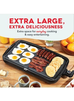 Dash Dash Portable Large Electric Pan for Cooking | 50x26 cm | Ideal as Electric Dosa Tawa, frying pan, Pancake Maker | Temperature Control | Black (Griddle- Black)  - Image 2