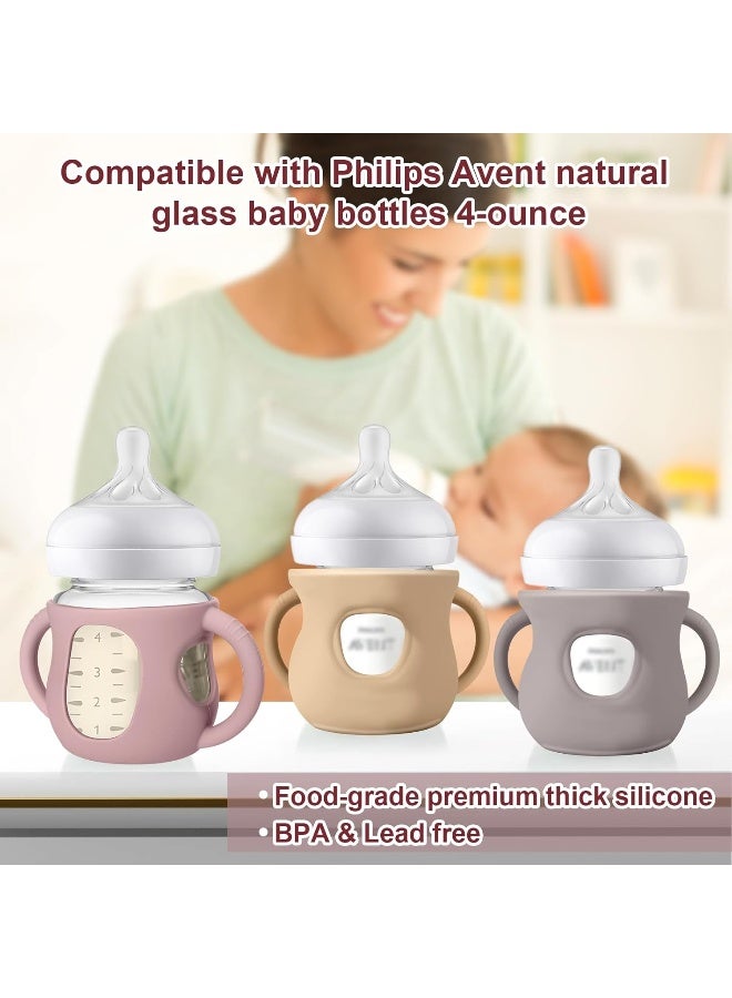 Juome Silicone Sleeves with Handles for Avent Natural Glass Baby Bottles - 3 Pack - Image 5