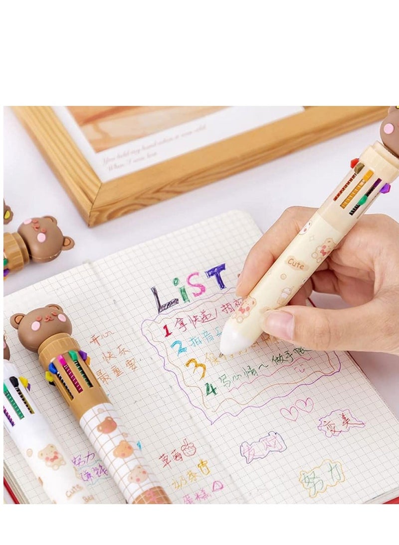 4 Pieces Retractable Multicolor Ballpoint Pens 10-in-1 Kids Adult Colored Ballpoint Pens for Office Back to School Supplies Students Children Girls Gift - Image 4