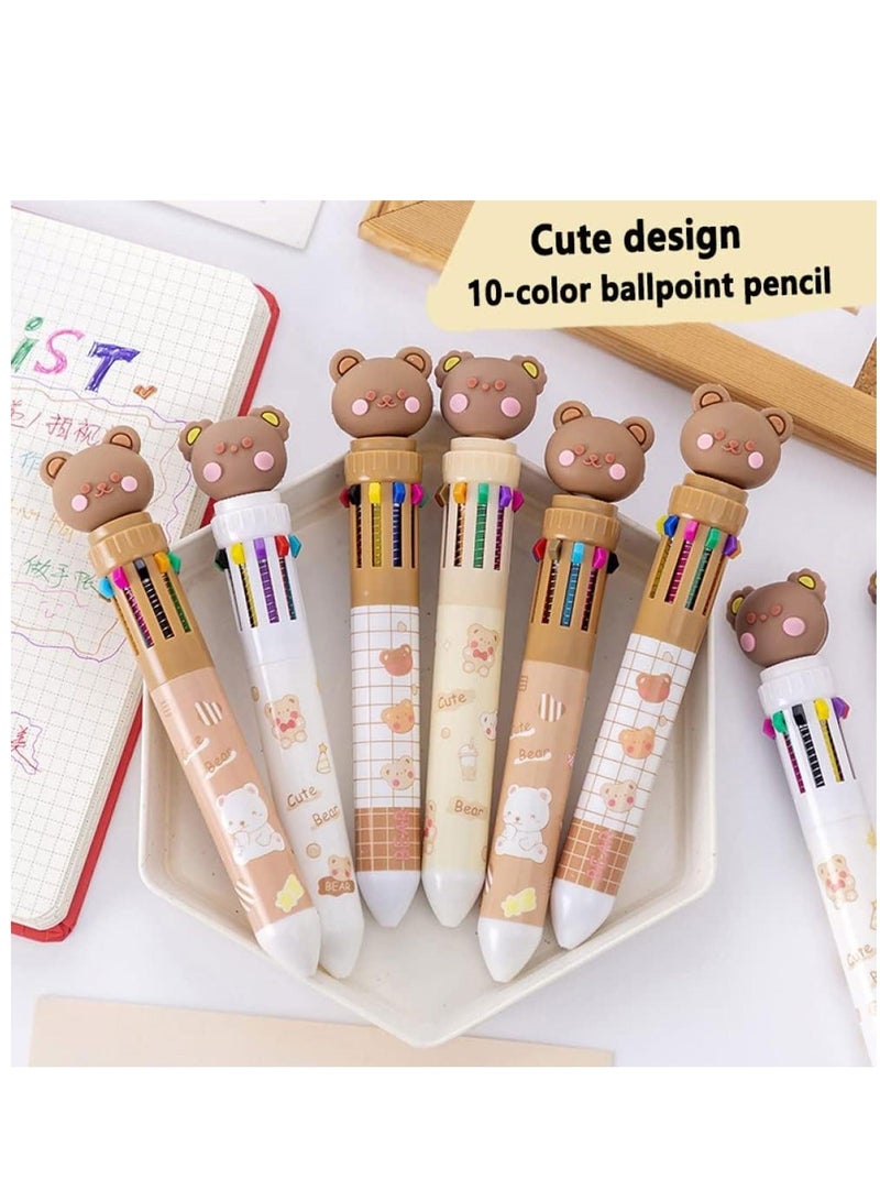4 Pieces Retractable Multicolor Ballpoint Pens 10-in-1 Kids Adult Colored Ballpoint Pens for Office Back to School Supplies Students Children Girls Gift - Image 5