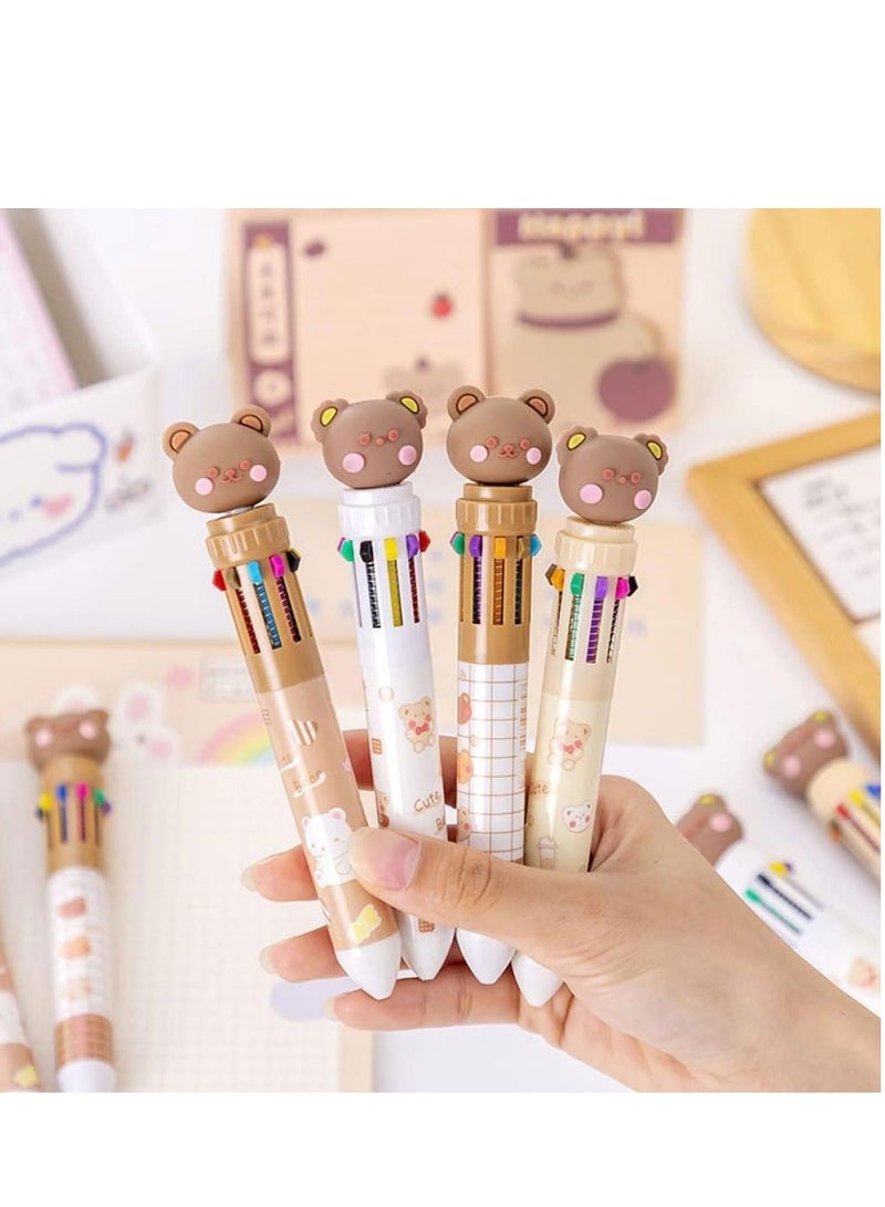 4 Pieces Retractable Multicolor Ballpoint Pens 10-in-1 Kids Adult Colored Ballpoint Pens for Office Back to School Supplies Students Children Girls Gift - Image 2