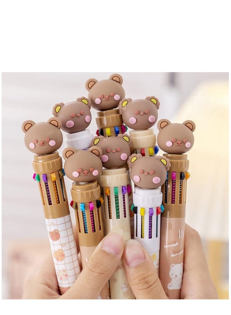 4 Pieces Retractable Multicolor Ballpoint Pens 10-in-1 Kids Adult Colored Ballpoint Pens for Office Back to School Supplies Students Children Girls Gift - Image 3
