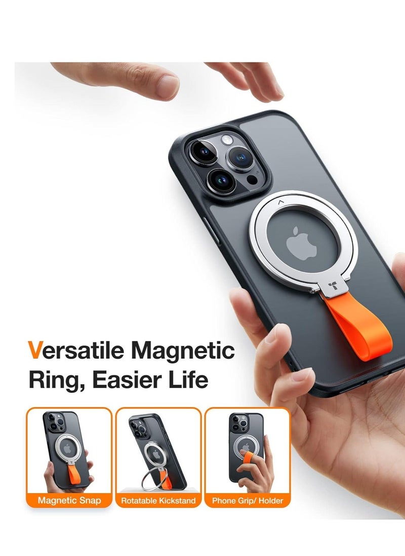 XiuWoo - 2023 Upgrade Magnetic Phone Grip Holder Kickstand with Silicone Loop, Compatible PopSockets MagSafe Ring Removable, for iPhone 15,14, 13, 12 11 Pro/Max/Plus/Mini,Samsung, Google (Silver) - Image 1