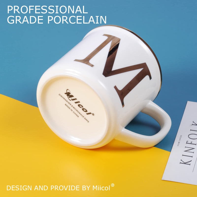 Miicol Ceramic Coffee Mug 16 oz, Monogram Coffee Cup, Golden Initial Tea Mug, Personalized Tea Cup, Unique Gift, Large Mug for Home, Office, Letter M - Image 3