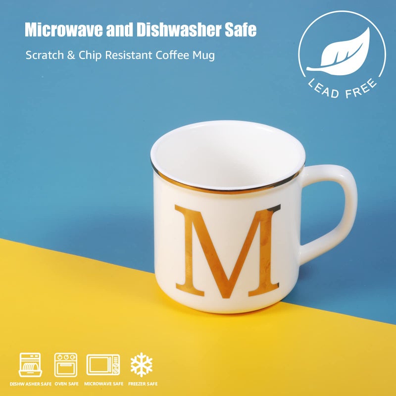 Miicol Ceramic Coffee Mug 16 oz, Monogram Coffee Cup, Golden Initial Tea Mug, Personalized Tea Cup, Unique Gift, Large Mug for Home, Office, Letter M - Image 5