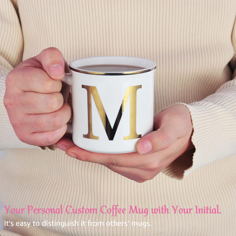 Miicol Ceramic Coffee Mug 16 oz, Monogram Coffee Cup, Golden Initial Tea Mug, Personalized Tea Cup, Unique Gift, Large Mug for Home, Office, Letter M - Image 4