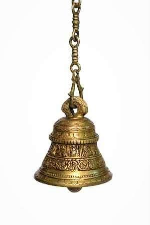 ARTVARKO Ethnic God Lord Vishnu Ghanta Dashavtar Engraved On Brass Metal Hanging Bell with Chain Big Ghanti for Mandir Pooja Home Décor Gift Door - Image 3