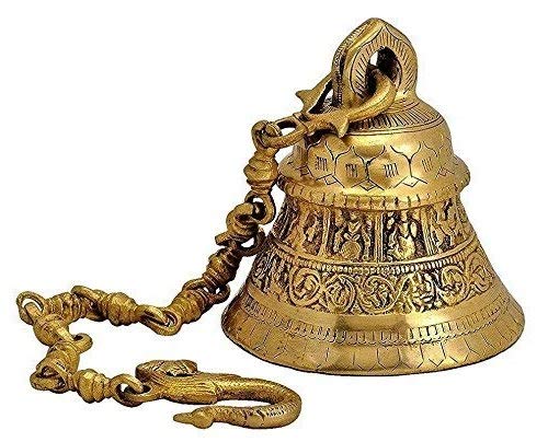 ARTVARKO Ethnic God Lord Vishnu Ghanta Dashavtar Engraved On Brass Metal Hanging Bell with Chain Big Ghanti for Mandir Pooja Home Décor Gift Door - Image 5
