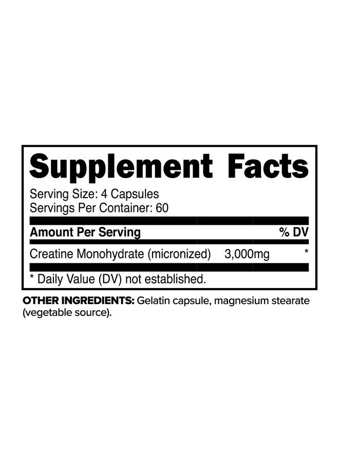 بريما فورس كبسولات بريمافورس كرياتين مونوهيدرات - 240 كبسولة، 3000 ملغ لكل حصة، خالية من الغلوتين وغير معدلة وراثيًا - Image 2