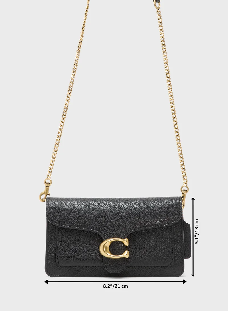 كوتش حقيبة يد كلاتش بسلسلة تابى من جلد الحصى المصقول