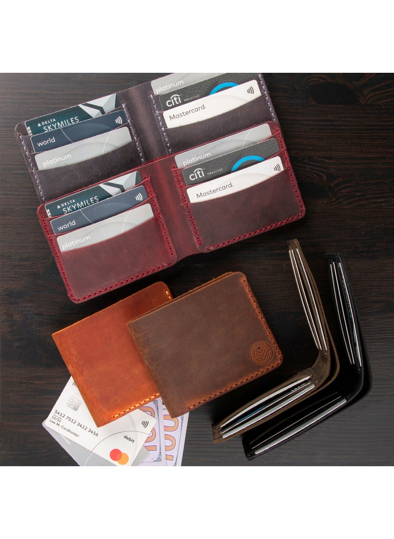 Vagave Leather Handmade Wallet Card Holder Men's Wallet Brown  - Image 2