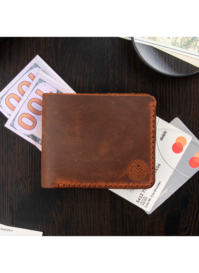 Vagave Leather Handmade Wallet Card Holder Men's Wallet Brown  - Image 3
