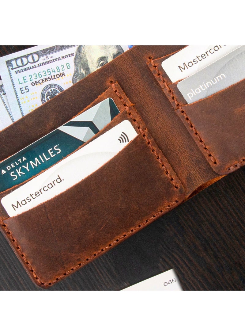 Vagave Leather Handmade Wallet Card Holder Men's Wallet Brown  - Image 4