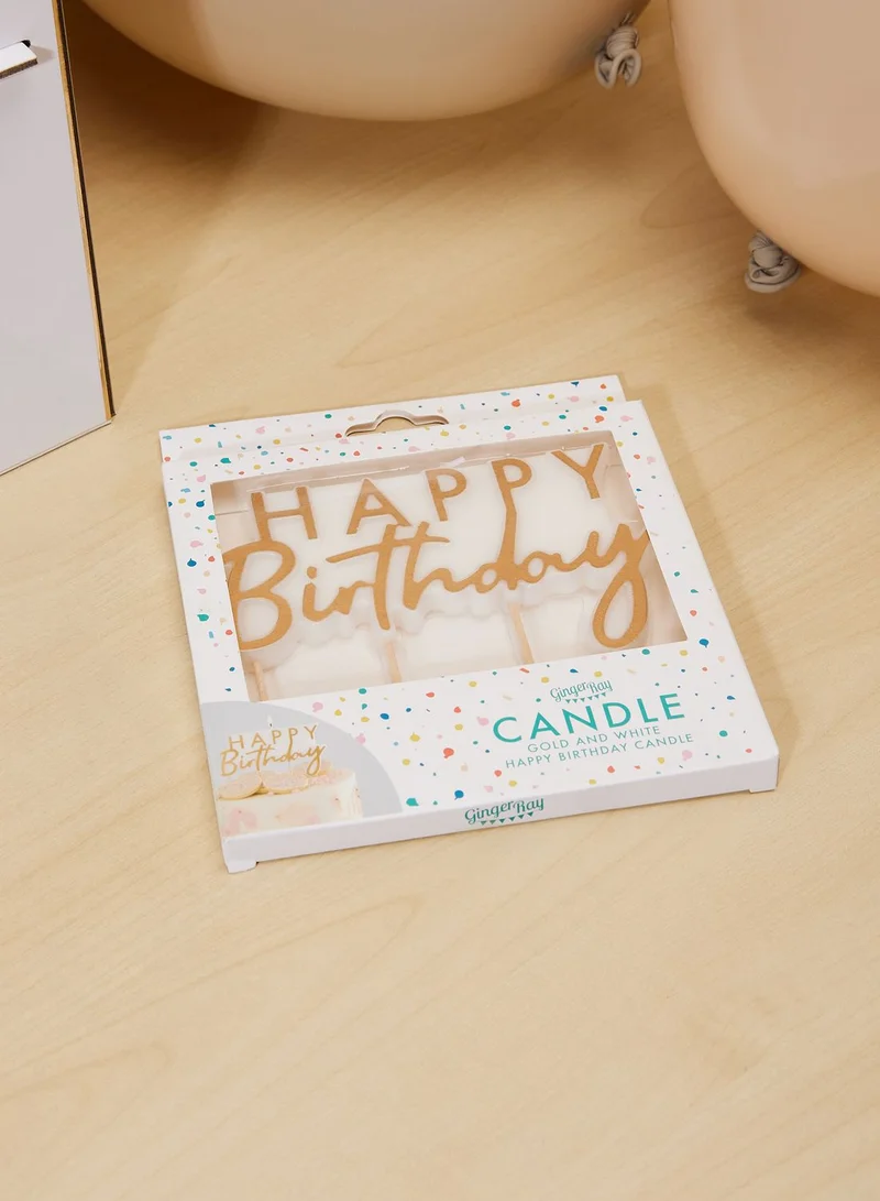 Ginger Ray Candle - Scripted Happy Birthday Candle - Foiled