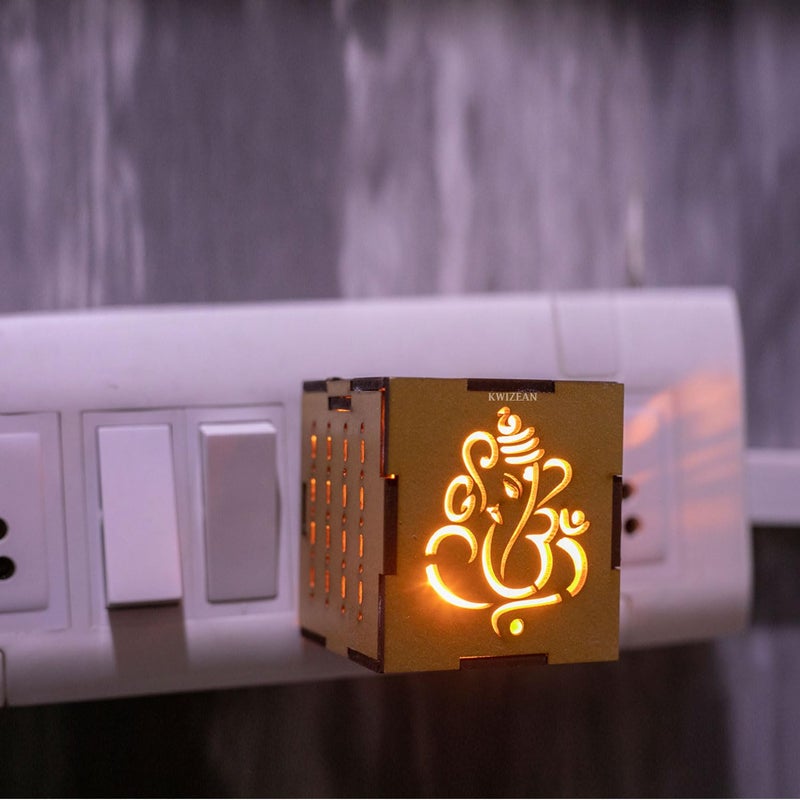 KWIZEAN Wood Karpooram Camphor Kapoor Dani Diffuser Electric Burner Machine Electrical Stand For Home Fragrance Ganesha Pack 1